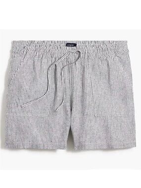 J. Crew Drawstring Linen Black and White Striped Shorts